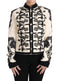Dolce & Gabbana White Wool Black Floral Baroque Jacket
