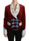 Dolce & Gabbana Red Velvet Baroque Crystal Blazer Jacket