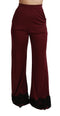 Dolce & Gabbana Black Lace High Waist Wide Leg Maroon Pants