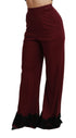 Dolce & Gabbana Black Lace High Waist Wide Leg Maroon Pants
