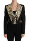 Dolce & Gabbana Black Jacquard Vest Blazer Coat Wool Jacket