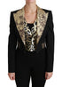 Dolce & Gabbana Black Jacquard Vest Blazer Coat Wool Jacket