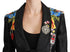Dolce & Gabbana Black Brocade Crystal Blazer Jacket