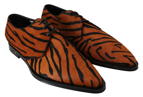 Dolce & Gabbana Orange Tiger Pony Hair Dress Shoes – Formal Leather Sole