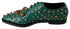Dolce & Gabbana Dress Brogue Shoes Green Leather with Crystals – Women’s