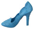 Dolce & Gabbana Women's Blue PVC Cinderella Heels – Clear Crystal Floral Pumps