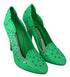 Dolce & Gabbana Women's Green PVC Cinderella Heels – Crystal Floral Pumps