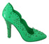 Dolce & Gabbana Women's Green PVC Cinderella Heels – Crystal Floral Pumps