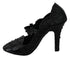 Dolce & Gabbana Cinderella Black Floral Crystal Heels Shoes - Women’s