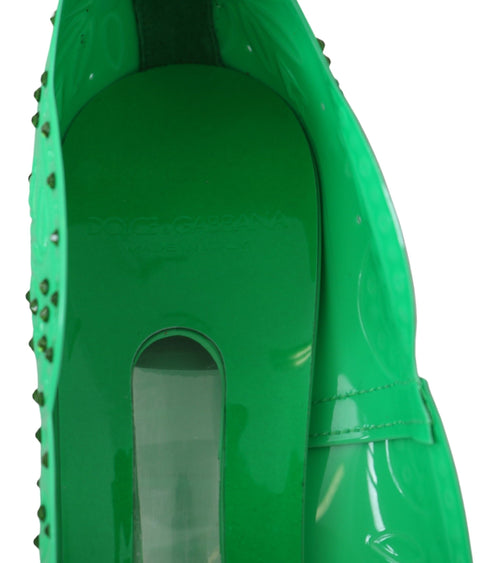 Dolce & Gabbana Women's Green PVC Cinderella Heels – Crystal Floral Pumps