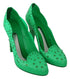 Dolce & Gabbana Women's Green PVC Cinderella Heels – Crystal Floral Pumps