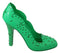 Dolce & Gabbana Women's Green PVC Cinderella Heels – Crystal Floral Pumps