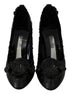 Dolce & Gabbana Black Cinderella Crystal Heels – Floral PVC Pumps for Women