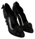 Dolce & Gabbana Black Cinderella Crystal Heels – Floral PVC Pumps for Women