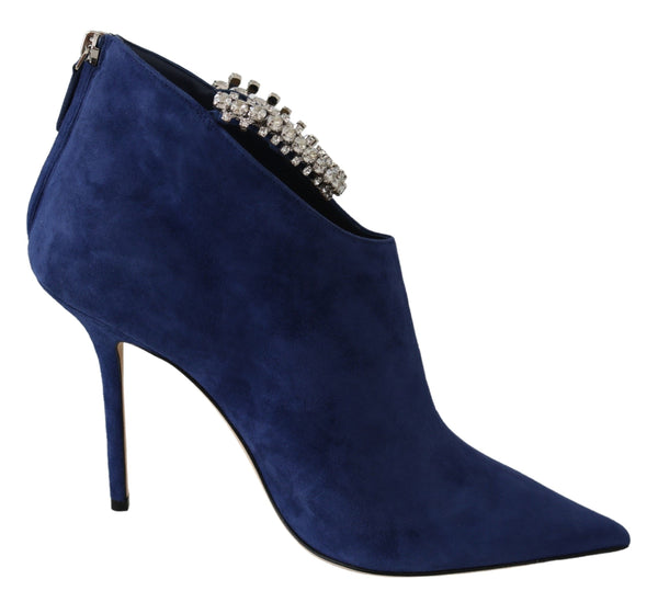 Jimmy Choo Blaize 100 Heeled Boots in Pop Blue Suede Leather for Women