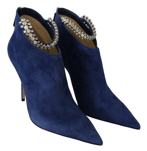 Jimmy Choo Blaize 100 Heeled Boots in Pop Blue Suede Leather for Women