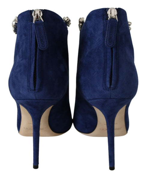 Jimmy Choo Blaize 100 Heeled Boots in Pop Blue Suede Leather for Women