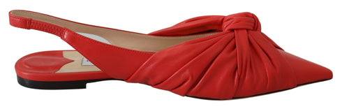 Jimmy Choo Red Nappa Leather Pointed Toe Flats Sandals for Women