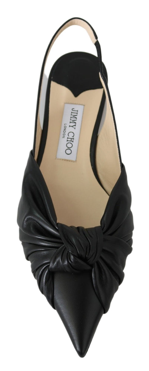Jimmy Choo Black Nappa Leather Annabell Pointed Toe Flats Sandals for Women
