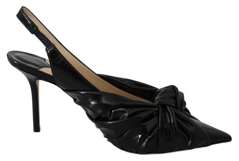 Jimmy Choo Black Patent Leather Heels for Women – Pointed Toe Pumps Annabell 85