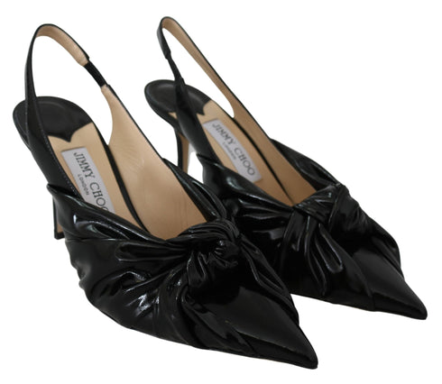 Jimmy Choo Black Patent Leather Heels for Women – Pointed Toe Pumps Annabell 85