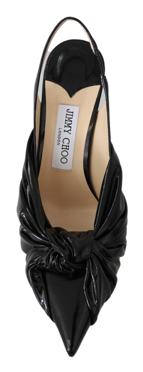 Jimmy Choo Black Patent Leather Heels for Women – Pointed Toe Pumps Annabell 85