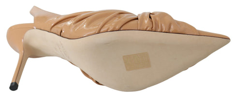 Jimmy Choo Beige Patent Leather Heels for Women – Pointed Toe Pumps Annabell 85