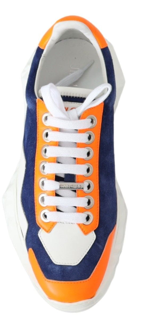Jimmy Choo Electric Blue & Orange Leather Mix Chunky Sneakers for Women