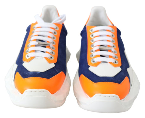 Jimmy Choo Electric Blue & Orange Leather Mix Chunky Sneakers for Women
