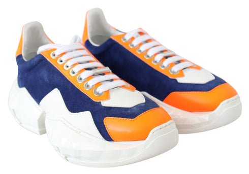 Jimmy Choo Electric Blue & Orange Leather Mix Chunky Sneakers for Women