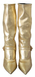Dolce & Gabbana Gold Sock Boots | Rhinestone Stretch Ankle Heels for Women