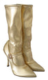 Dolce & Gabbana Gold Sock Boots | Rhinestone Stretch Ankle Heels for Women