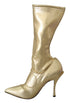 Dolce & Gabbana Gold Sock Boots | Rhinestone Stretch Ankle Heels for Women