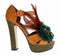 Dolce & Gabbana Ankle Strap Platform Sandals Orange Green Leather Women’s