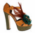 Dolce & Gabbana Ankle Strap Platform Sandals Orange Green Leather Women’s