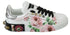 Dolce & Gabbana White Leather Crystal Floral Sneakers – Women's Rose-Print Shoes