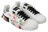 Dolce & Gabbana White Leather Crystal Floral Sneakers – Women's Rose-Print Shoes