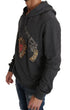 Dolce & Gabbana Gray Hooded Red Crystal Heart Gun Sweater