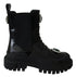 Dolce & Gabbana Black Leather Crystal Combat Boots – Women