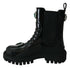 Dolce & Gabbana Black Leather Crystal Combat Boots – Women