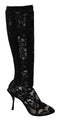 Dolce & Gabbana Taormina Stretch Sock Boots – Black Lace High Heel Pumps for Women