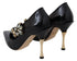 Dolce & Gabbana Crystal Mary Jane Pumps – Black Leather Heels with Gold Detail for Women