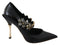 Dolce & Gabbana Crystal Mary Jane Pumps – Black Leather Heels with Gold Detail for Women