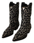 Dolce & Gabbana Leopard Cowboy Boots – Black & Gray Mid-Calf Women's Boots
