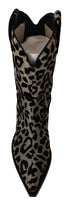 Dolce & Gabbana Leopard Cowboy Boots – Black & Gray Mid-Calf Women's Boots