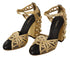 Dolce & Gabbana Women's Black & Gold Leather Ankle Strap Studded Heels Shoes