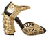 Dolce & Gabbana Women's Black & Gold Leather Ankle Strap Studded Heels Shoes