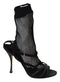 Dolce & Gabbana Short Boot Sandals – Black Suede & Mesh Heels for Women