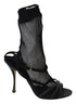 Dolce & Gabbana Short Boot Sandals – Black Suede & Mesh Heels for Women