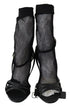 Dolce & Gabbana Short Boot Sandals – Black Suede & Mesh Heels for Women